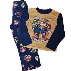 Super Mario Bros. Fleece 2 piece Long Sleeve and Pant Cozy Pajama Set Size 8